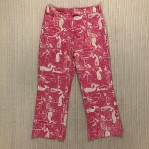 Key West‎ Pink White Whale Print Cropped Pants Size 4